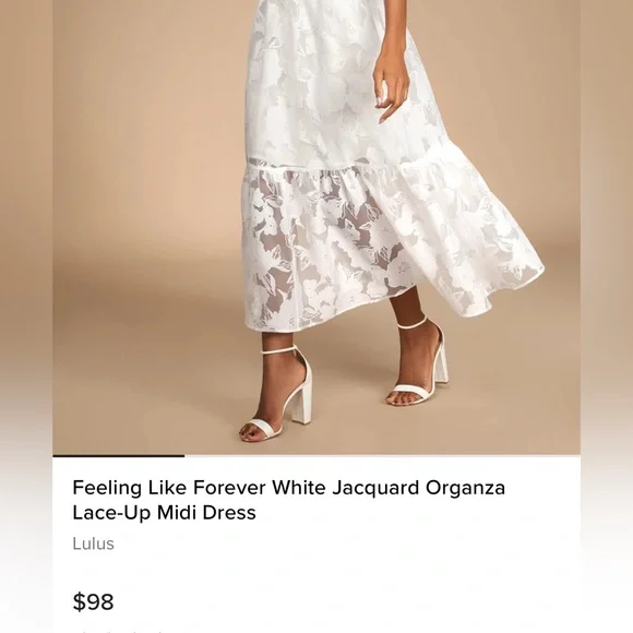 Lulus Feeling Like Forever White Jacquard Organza
Lace-Up Midi Dress - Picture 4 of 6